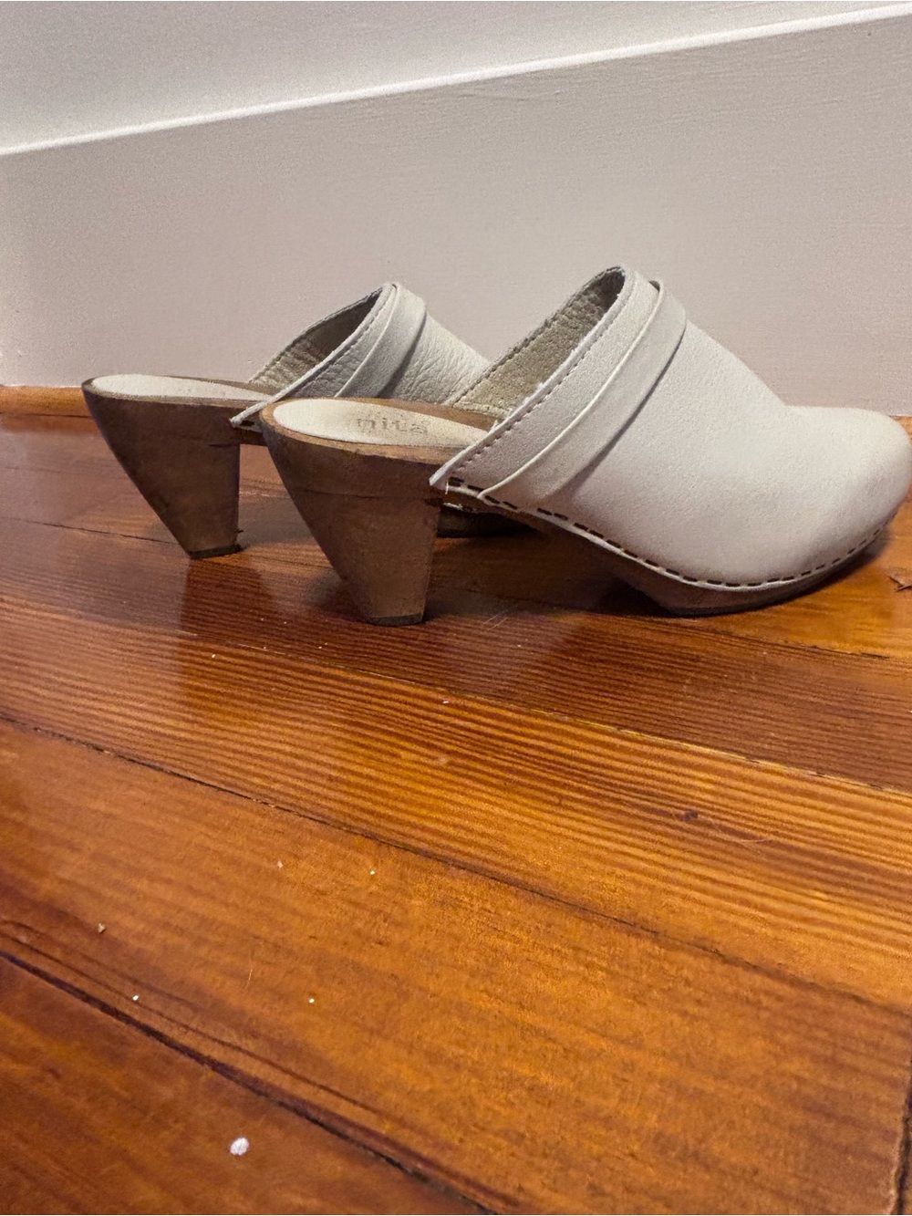 Sanita white leather clogs